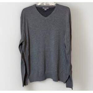 Grayson & Dunn Men's XL Gray 100% Cotton V-Neck Pullover Sweater Classic Comfort